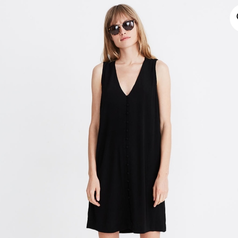 Madewell Heather Button-Front Dress in Black, Size XXS